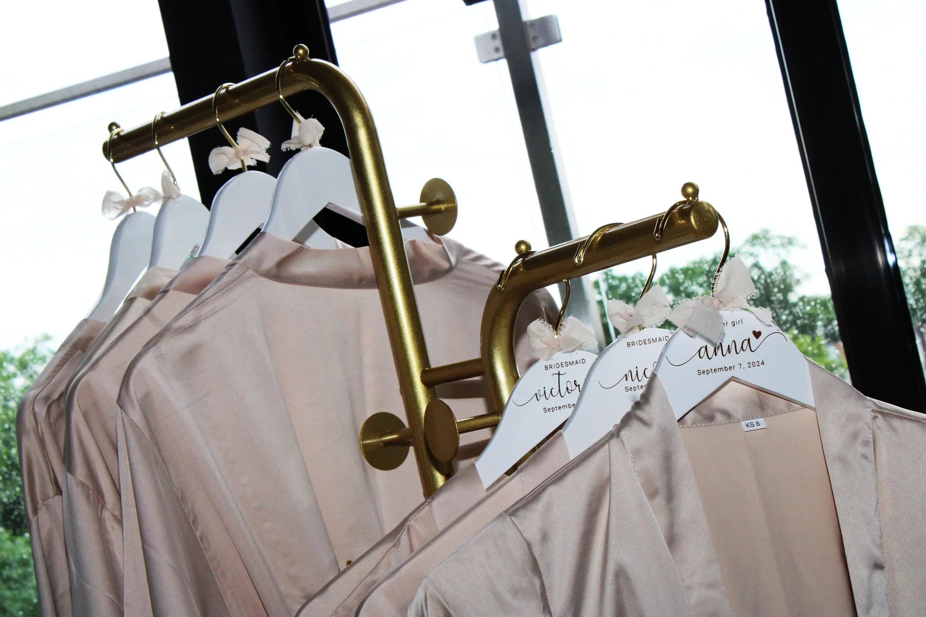 Personalized bridesmaid robe hangers for French themed bridal shower